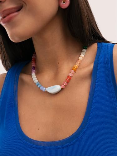 Detalle 2 de SINGULARU Collar Mujer Gummy Stones | Acero bañado en oro 18kt y cerámica azul