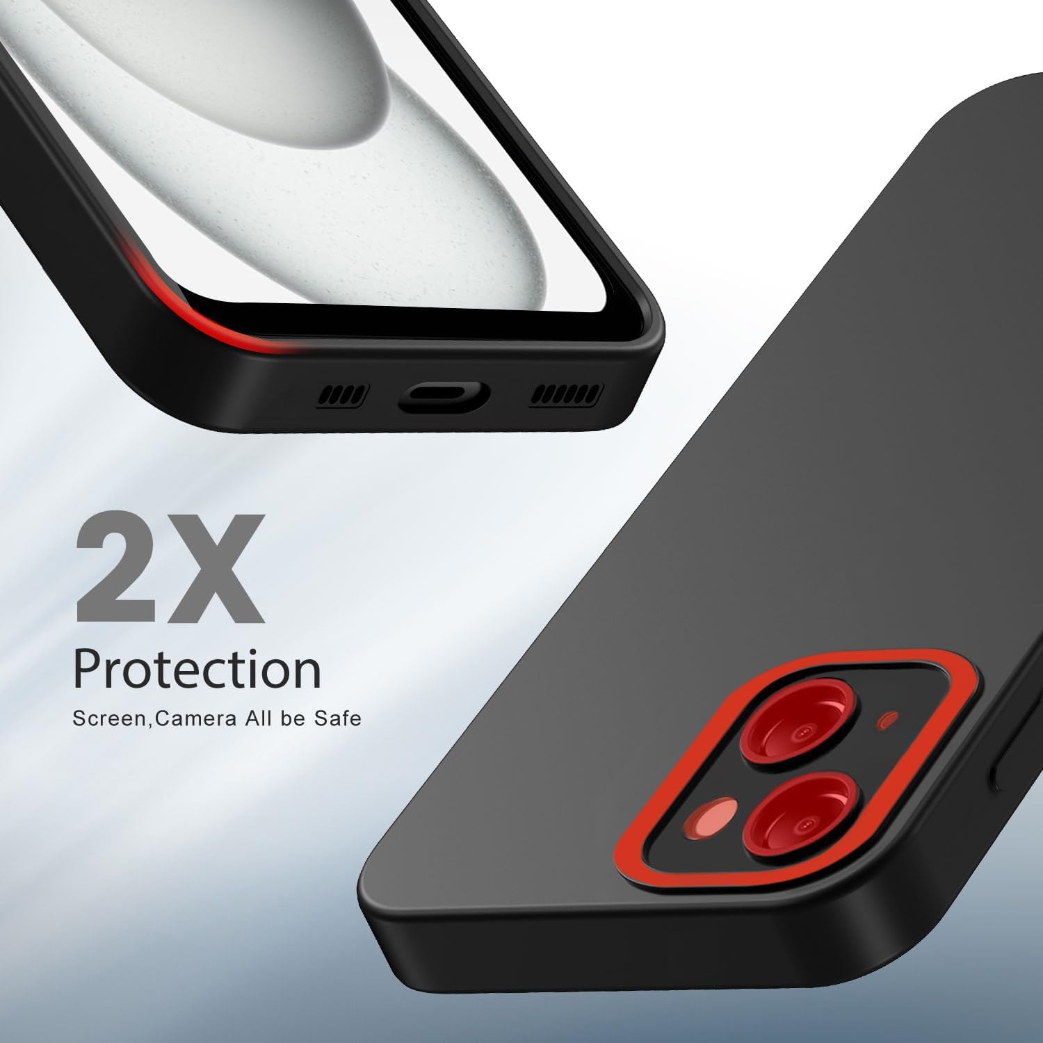 Thumbnail 4 de Tenphone Coque iPhone 15 (6,1”) — Étui antichoc en TPU souple, protection caméra, noir