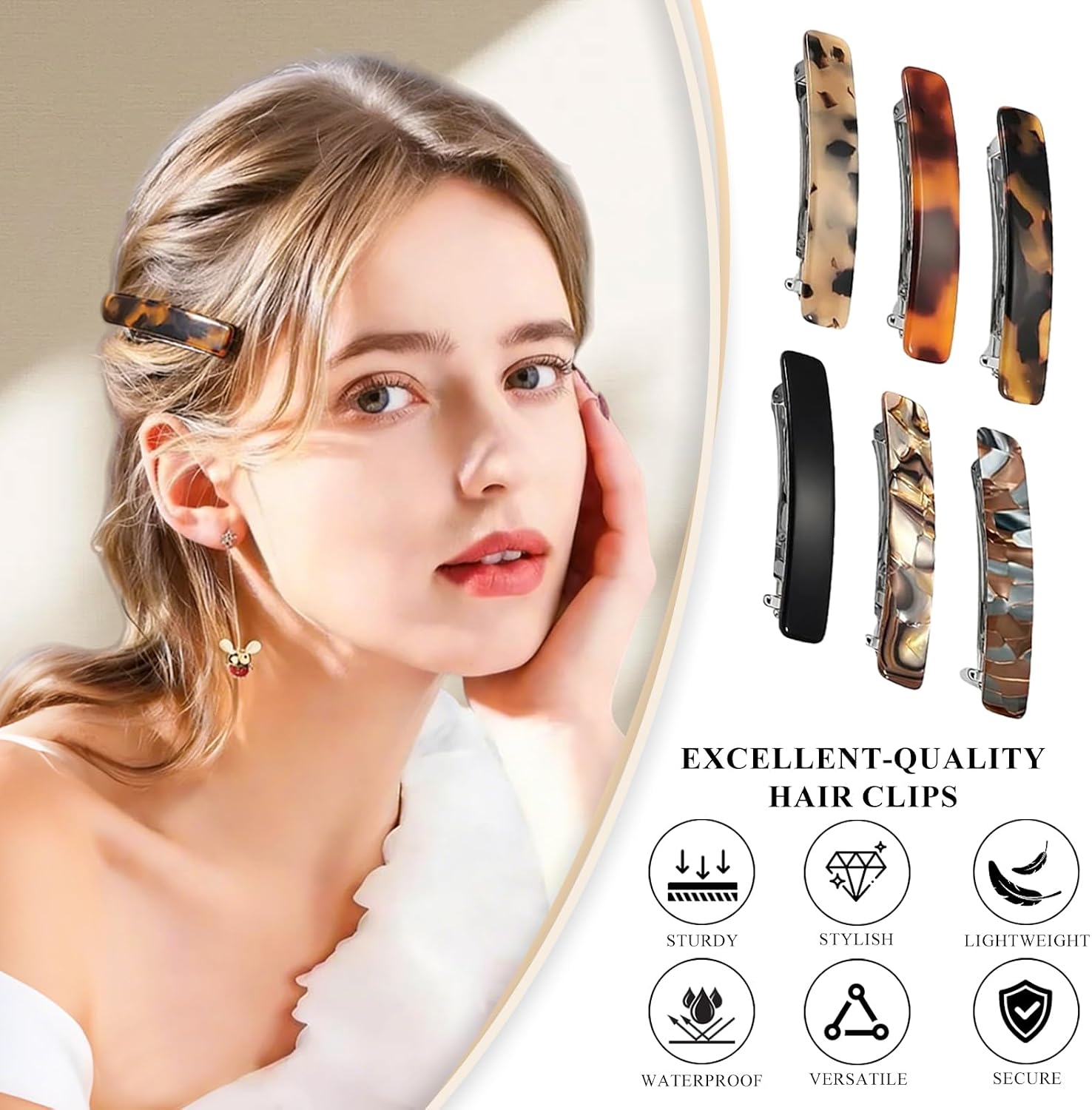 Thumbnail 4 de Aucuu 6 Pcs Barrette Cheveux 7,5 cm 🎀