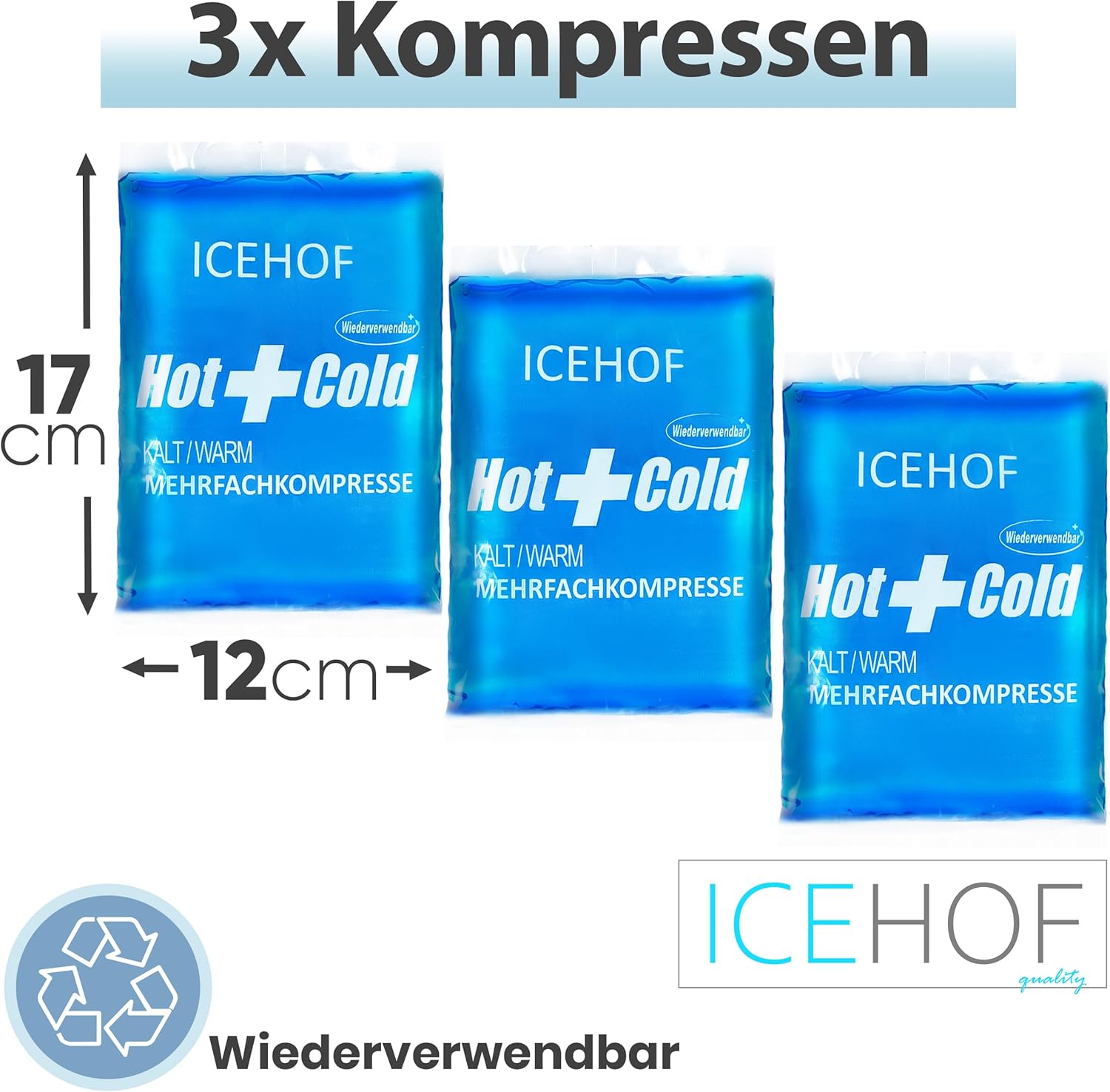 Thumbnail 3 de ICEHOF Kühlpads (3x) Soft-Gel – kühl- und warm einsetzbare Kühlkissen für mehrere Körperzonen