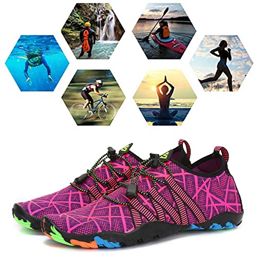 Thumbnail 6 de SAGUARO Escarpines de agua para hombre y mujer – Zapatillas de Playa y Natación, secado rápido, antideslizantes, color morado, EU 39