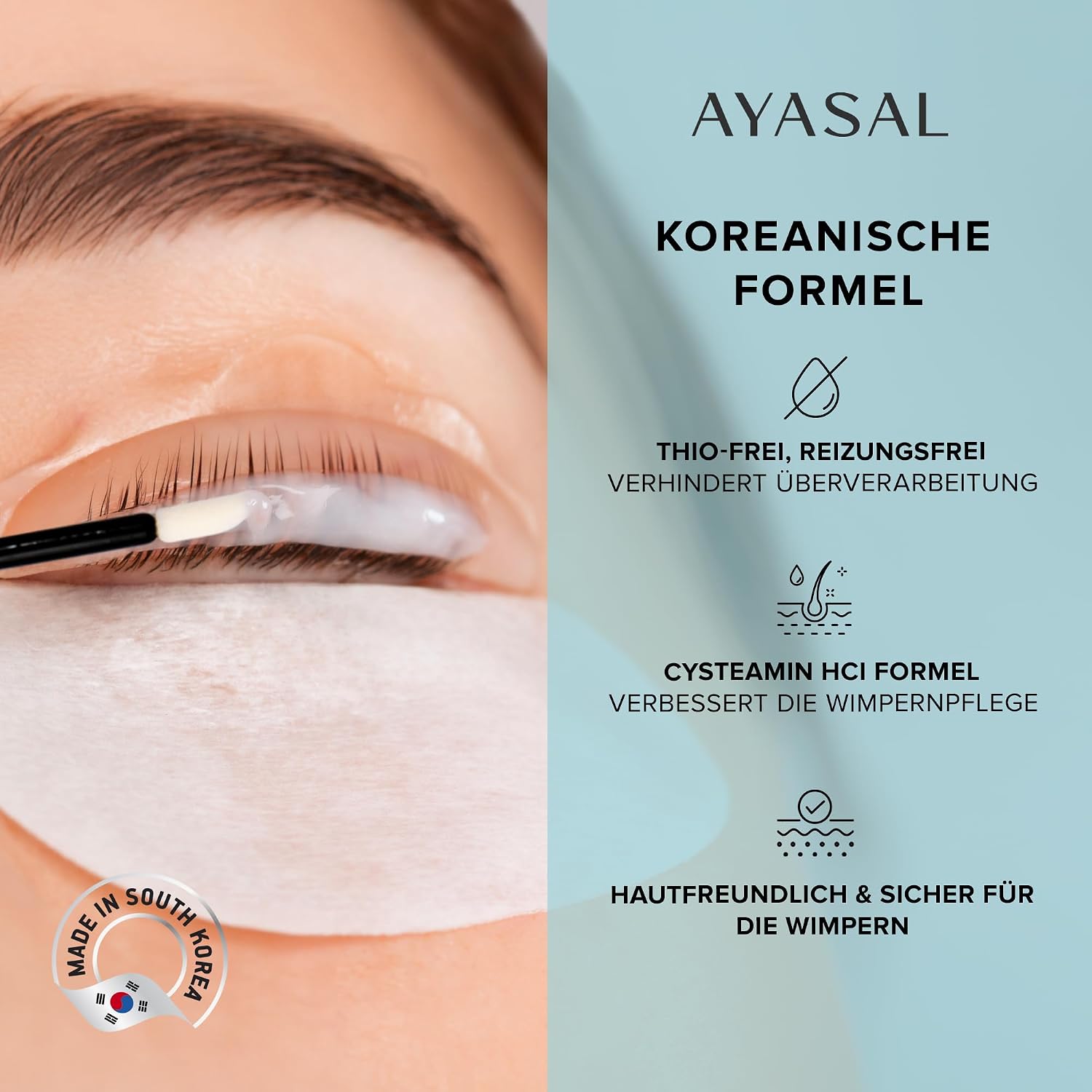 Detalle 2 de AYASAL Wimpernlifting-Set – Koreanische Lash-Lifting Formel für schonendes Lifting zu Hause
