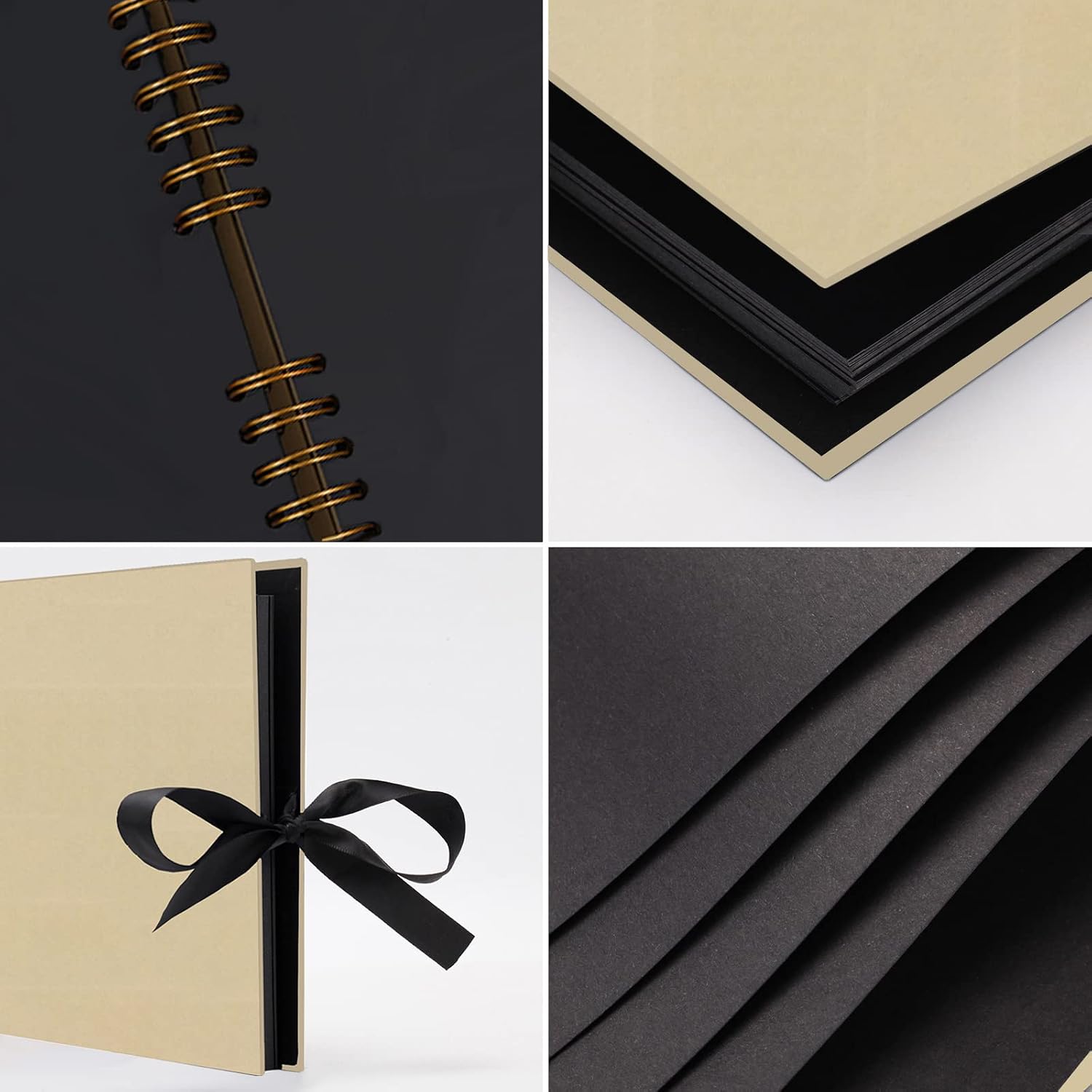 Detalle 2 de AIOR Album photo traditionnel en scrapbook spirale 31 x 21,5 cm (jaune) avec 40 feuilles noires
