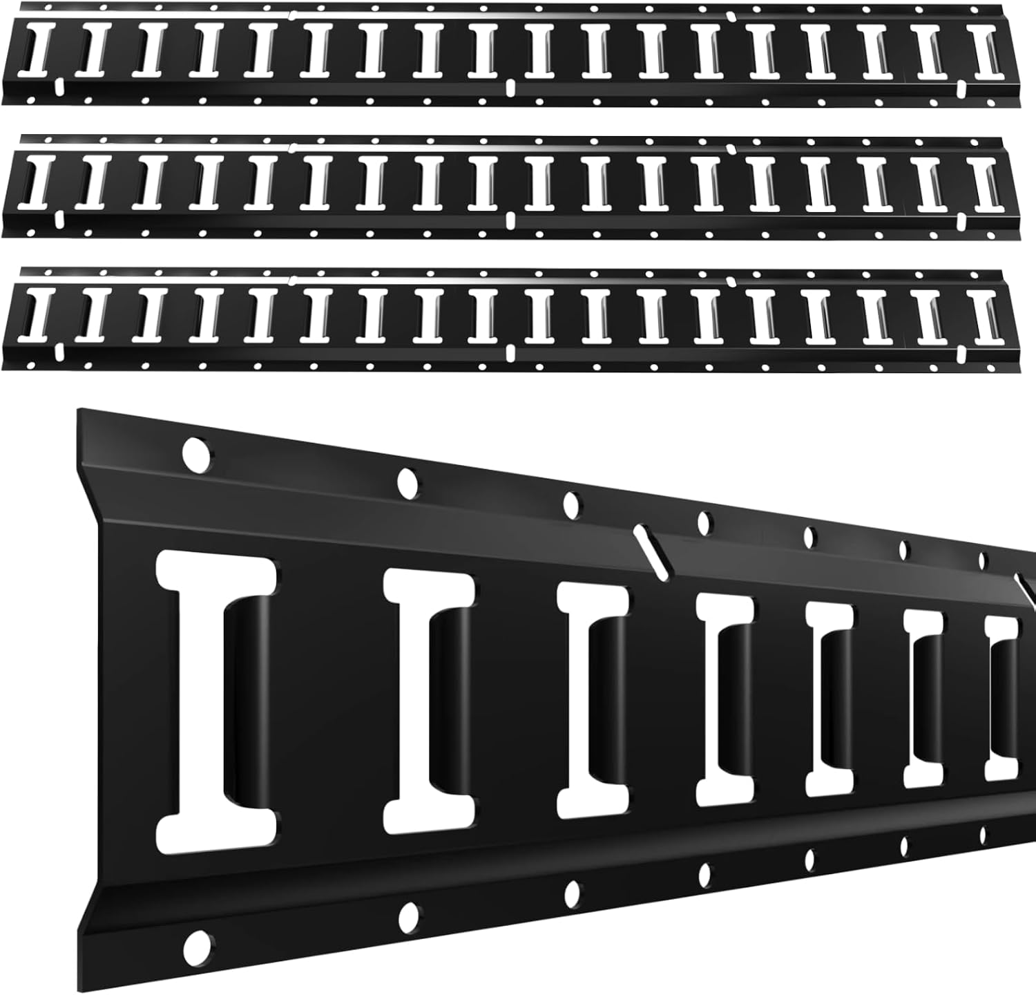 Detalle de UMIRO 3ft E Track Tie Down Rail Kit (4 Pack) – Black Coated Steel, 3ft Rails, Heavy-Duty Up to 4,500 lbs