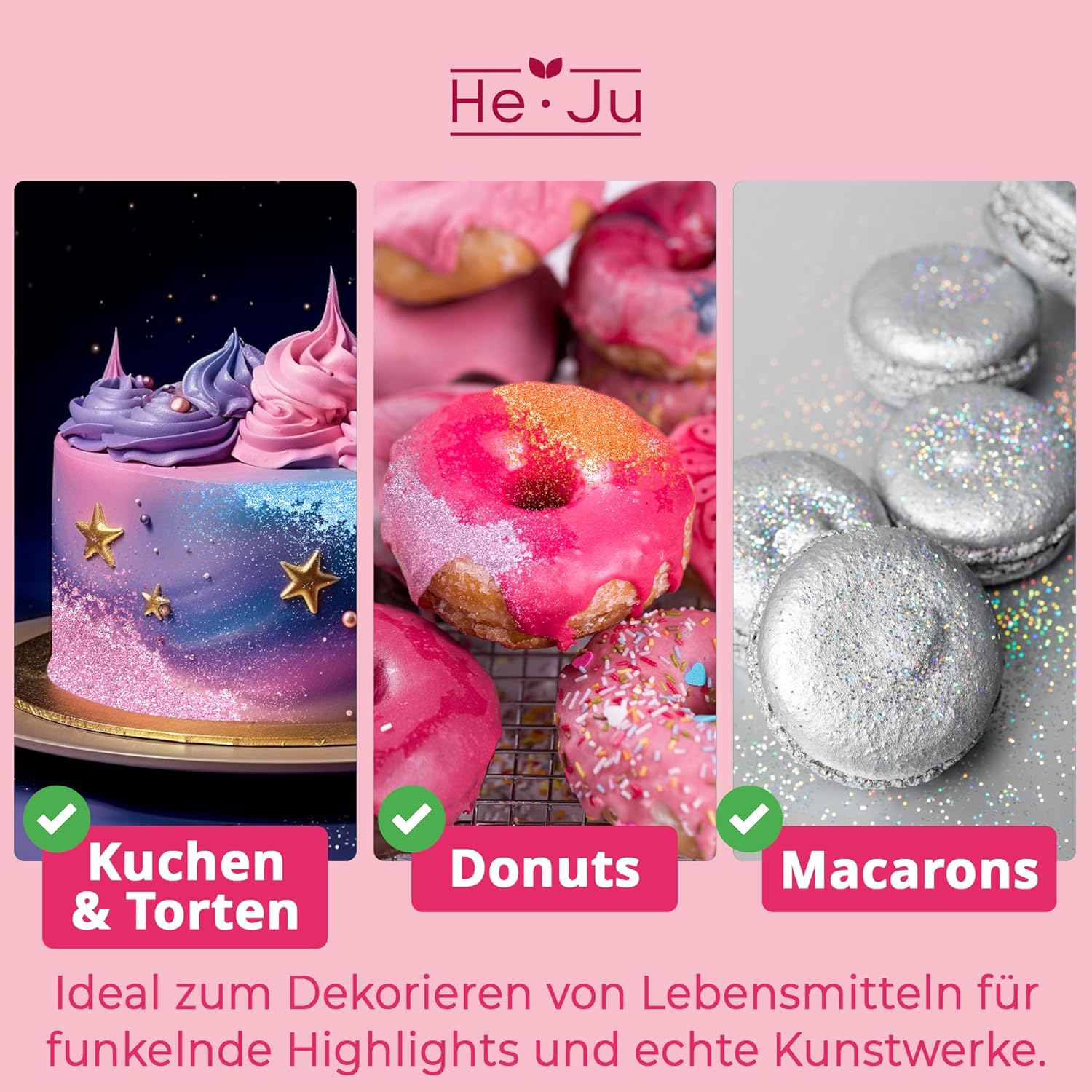 Thumbnail 4 de He-Ju essbarer Glitzer für Getränke & Lebensmittel – 12 Farben à 3 g, vegan, glutenfrei, ohne E171
