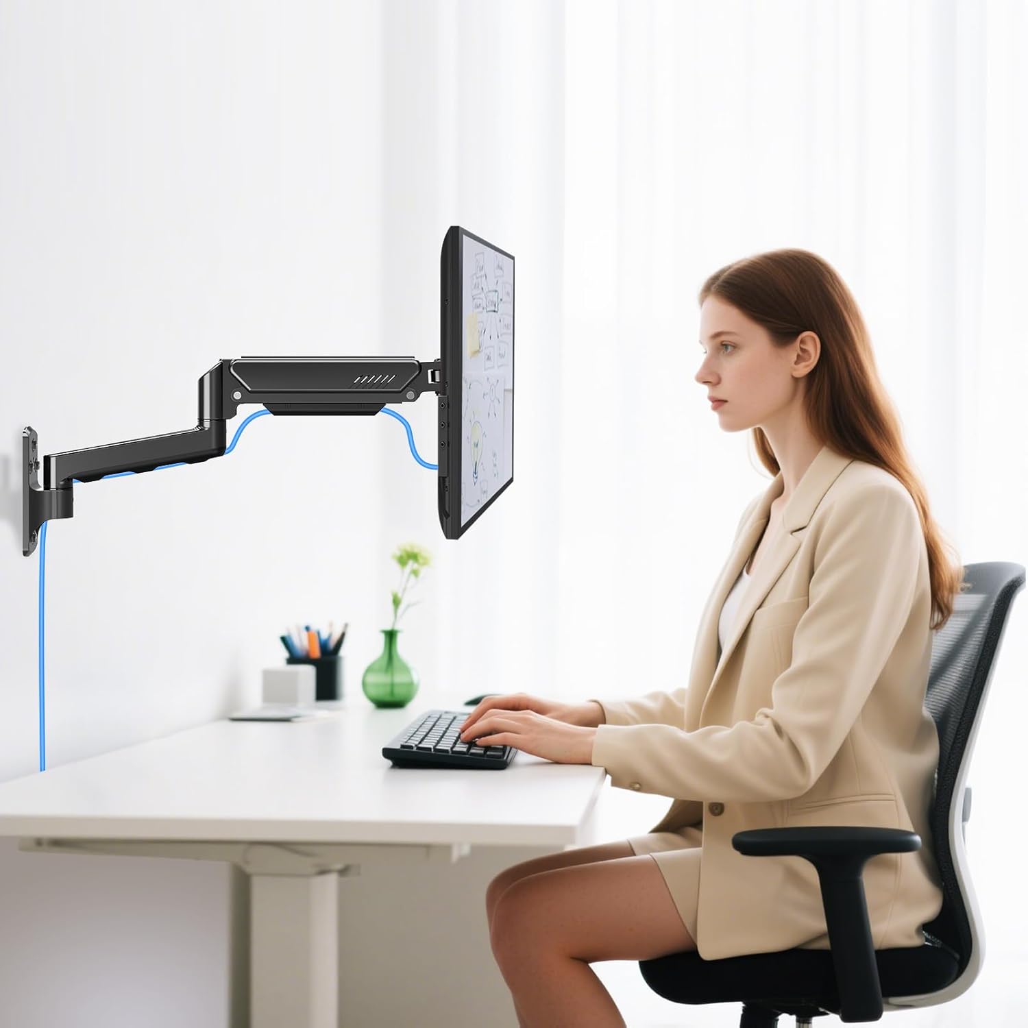 Thumbnail 6 de ELIVED Monitor-Wandhalterung EV023A für 13–32" bis 9 kg (VESA 75/100) mit 180° Schwenk-, 360° Dreh- und Höhenverstellung