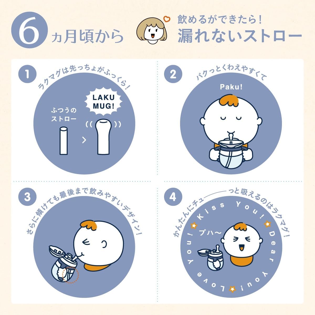 Detalle de コンビ ラクマグ 漏れないストロー 340ml ミッキー&ミニー ストローマグ 食洗機対応