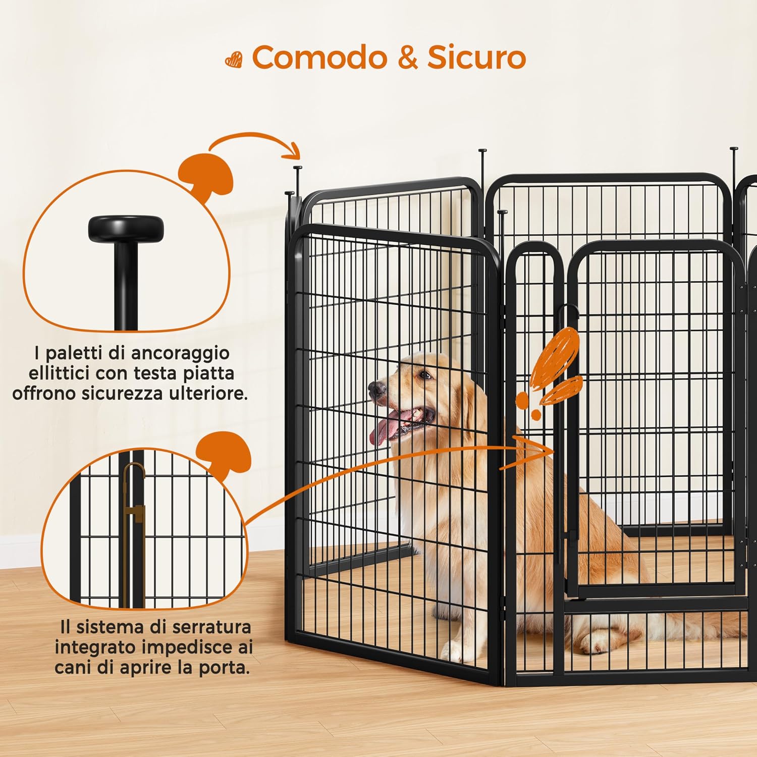 Detalle de Yaheetech Recinto per Cani e Animali - 8 Pannelli, 100,5 cm, Pieghevole e Portatile