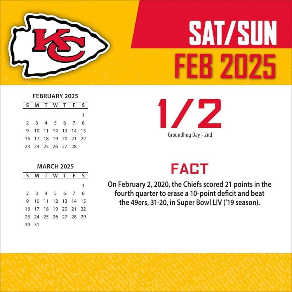 Detalle 2 de TURNER LICENSING Kansas City Chiefs 2025 Box Calendar (Turner Sports)