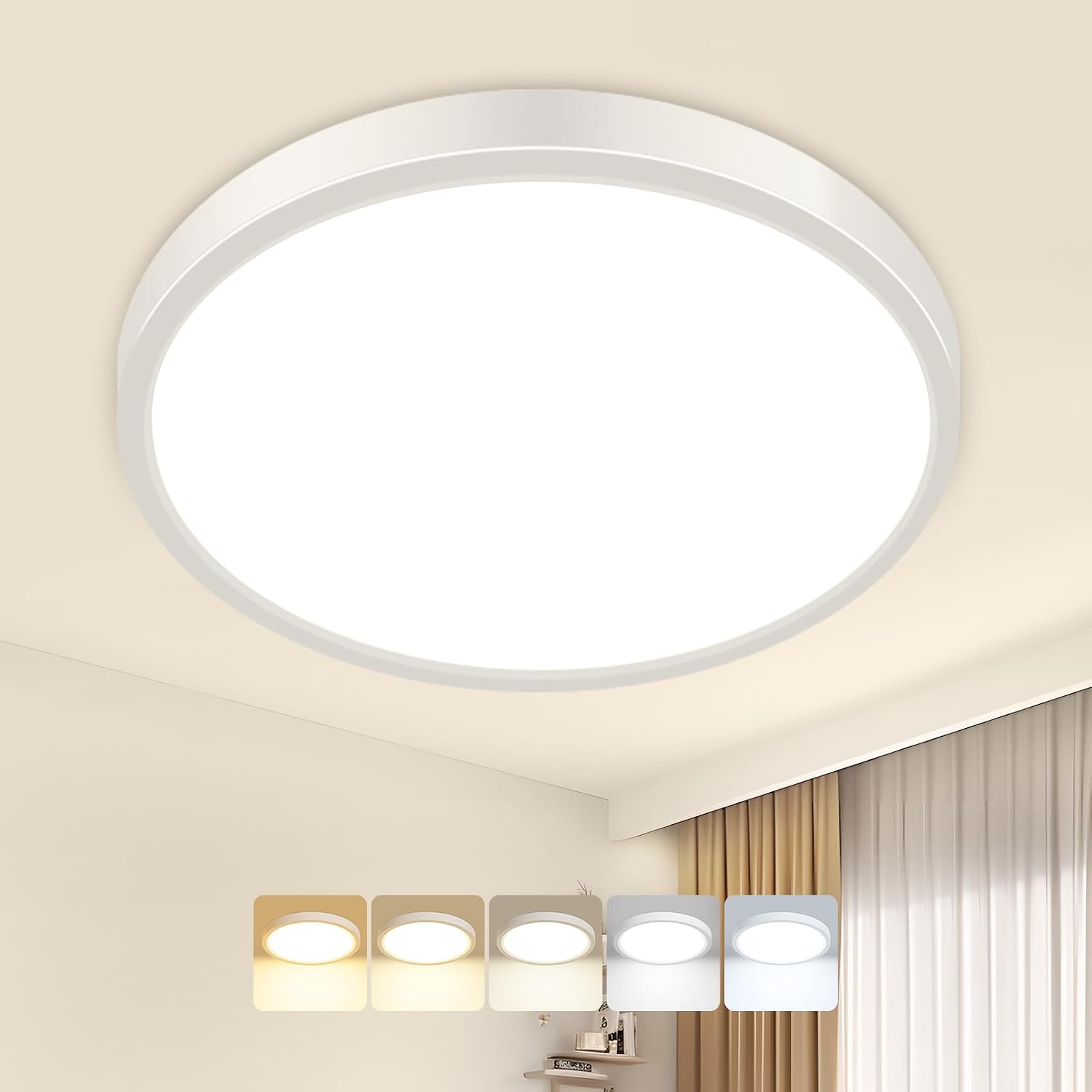 Detalle de Peasur LED Deckenleuchte Flach 5 Farbtemperaturen