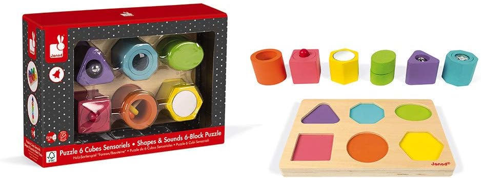 Detalle de Janod I Wood J05332 Wooden Sensory Puzzle with Six Sensory Stones
