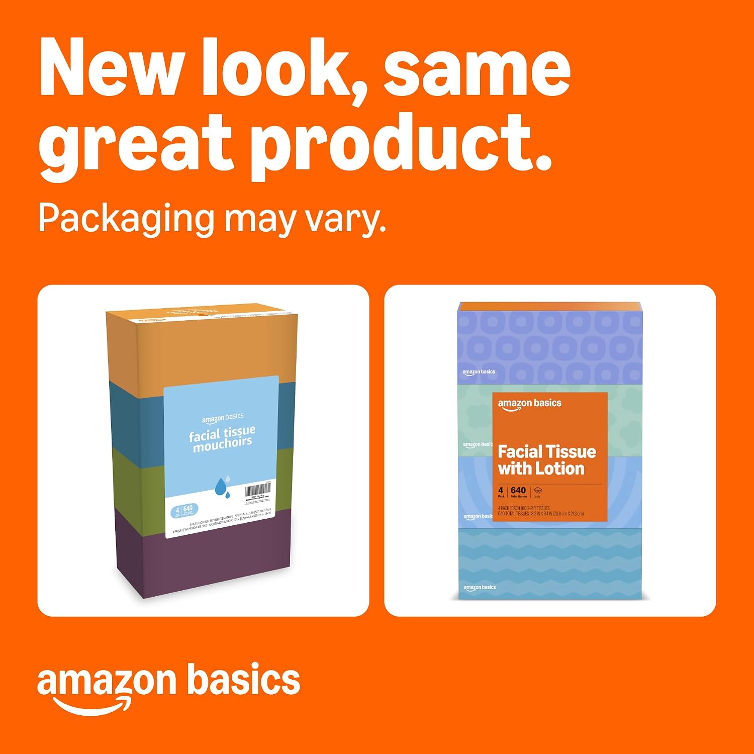 Detalle 2 de Amazon Basics Facial Tissue, 2-Ply, 640 Count (4 Packs of 160) – Soft, Strong, FSC-Certified