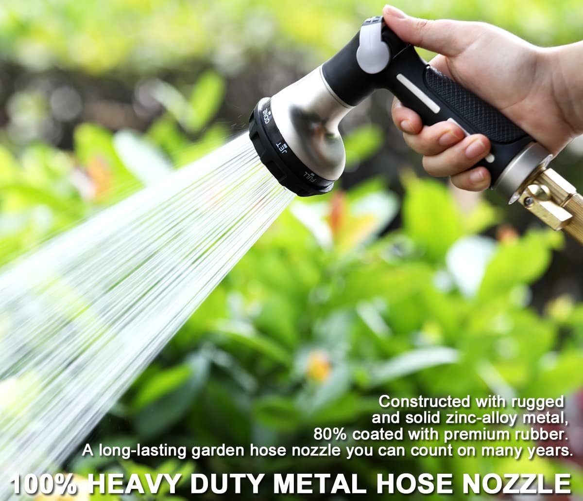 Detalle 2 de ESOW Garden Hose Nozzle, 8 Spray Patterns, Zinc Alloy, Thumb Control