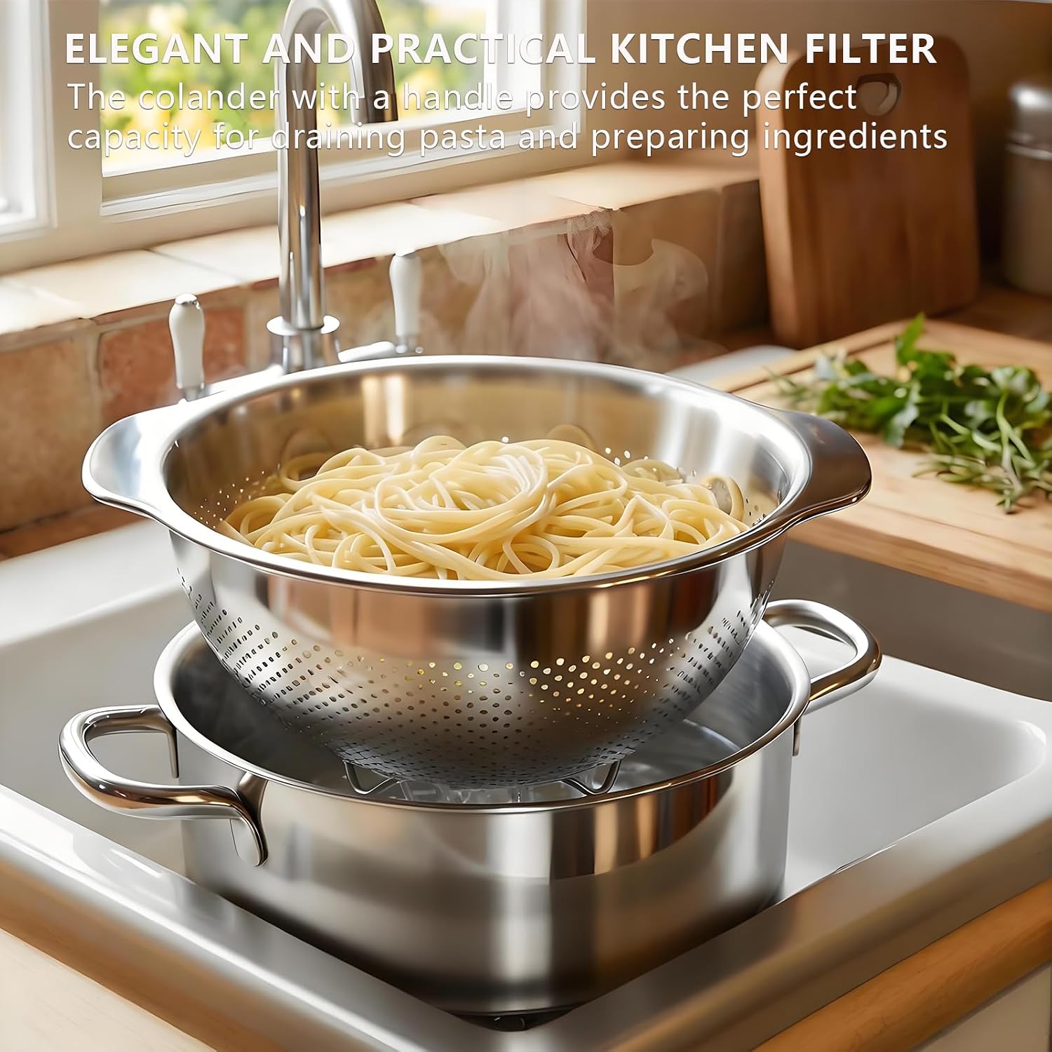 Detalle 1 de QBGSFSYG Stainless Steel Colander, 5QT
