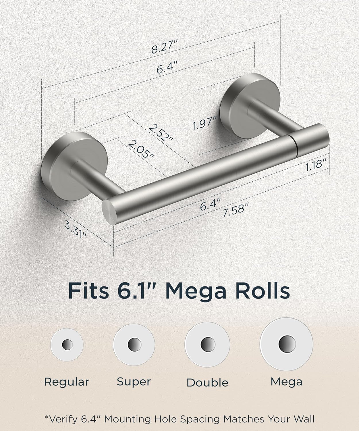 Thumbnail 1 de FORIOUS FF01124 Wall-Mount Toilet Paper Holder, Brushed Nickel, SUS304, 2-Pack
