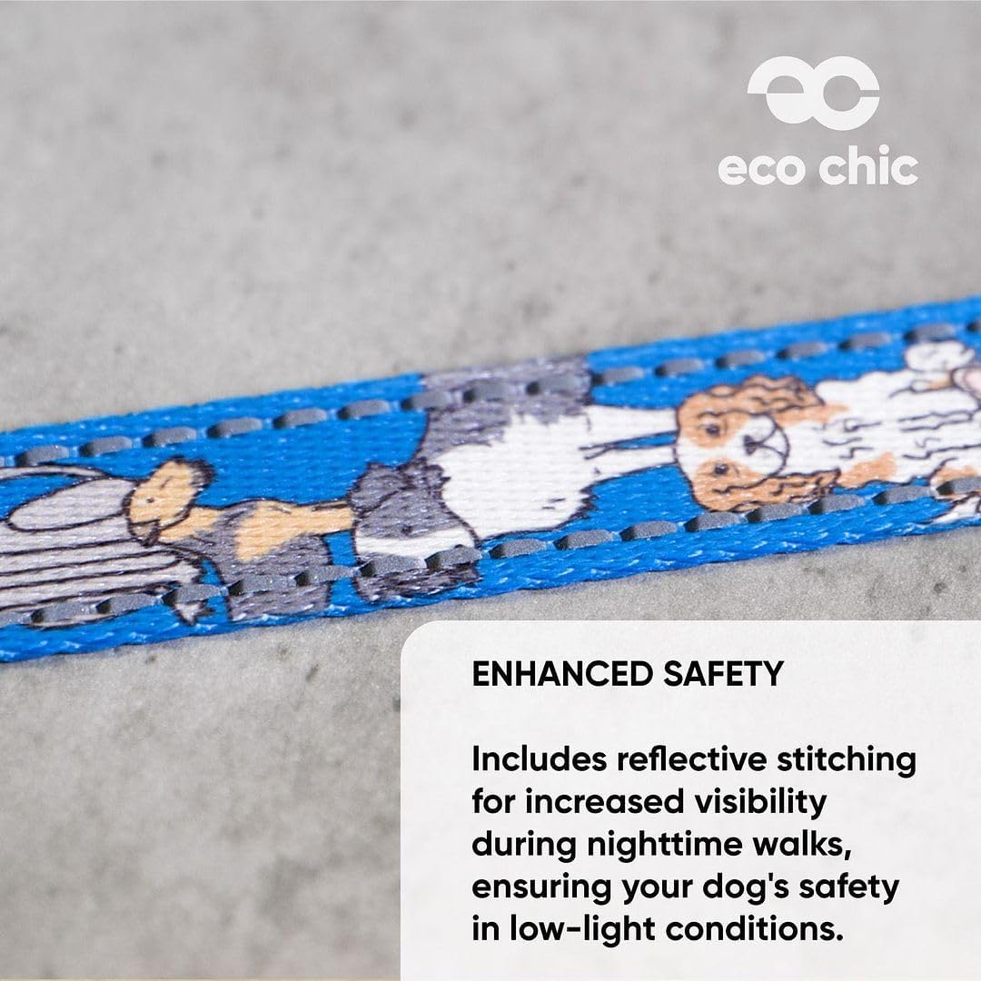Thumbnail 6 de Eco Chic Recycled Dog Lead Double-Sided Reflective (Machine Washable) – Dogs Blue, Small