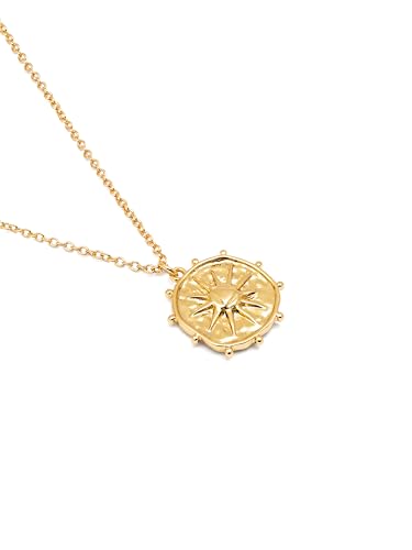 Detalle de SINGULARU Collier Solstice Sun: collar en latón bañando en oro 18K con sol grabado