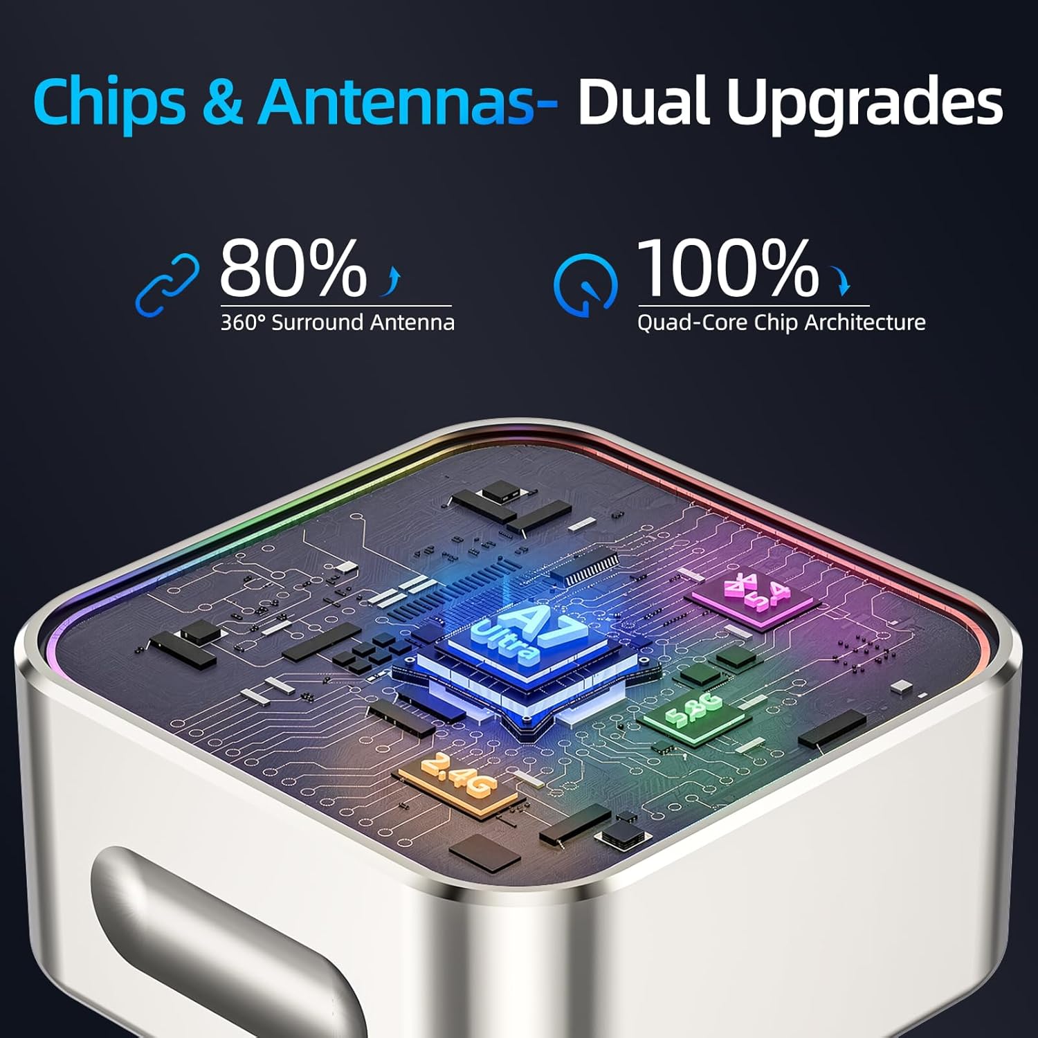 Detalle de Wireless Apple CarPlay Adapter (5.8G, Quad-Core, Plug & Play) — No-Lag CarPlay Receiver