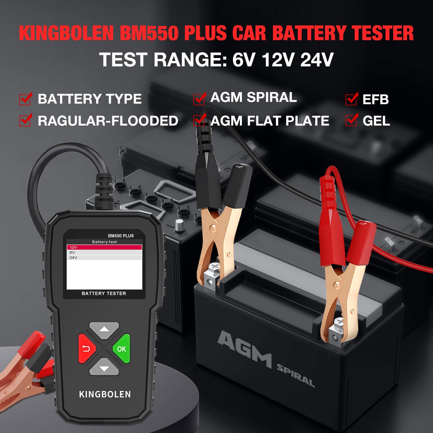 Thumbnail 1 de KINGBOLEN BM550 PLUS comprobador de baterías 24V/12V/6V