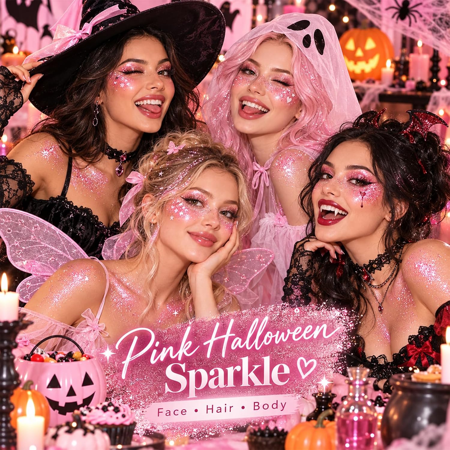 Detalle 2 de paminify Pink Glitter Stick for Hair, Face, and Body, Waterproof Hexagonal Sparkle