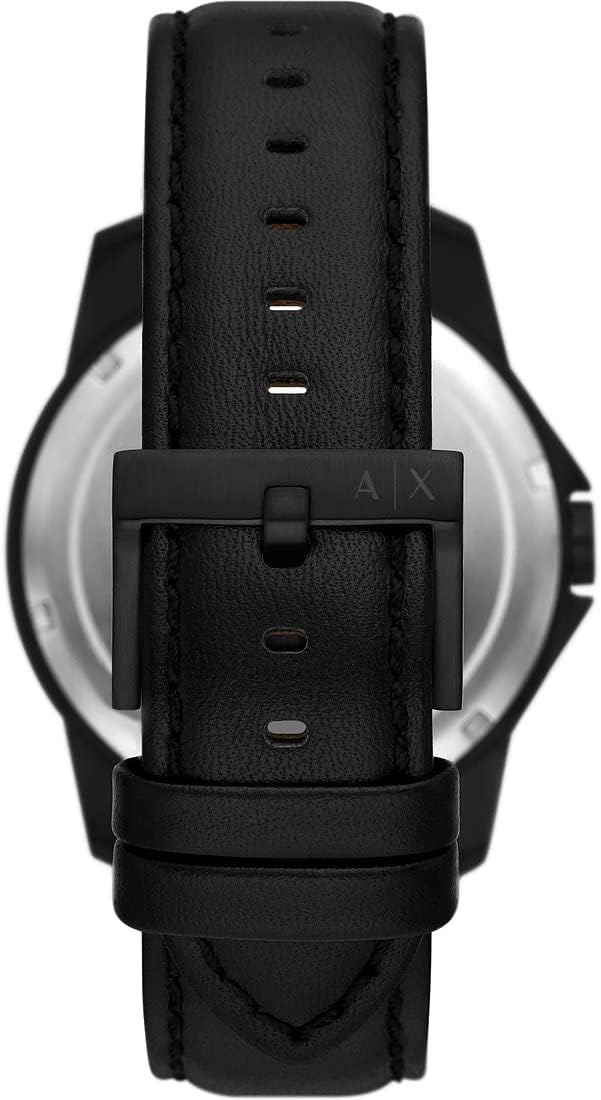 Detalle de Armani Exchange Herrenuhr mit Quarz-Dreizeiger-Datumwerk, 44 mm Gehäuse – Edelstahl oder Lederband