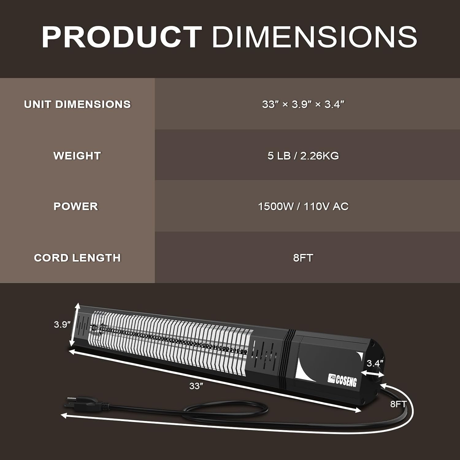 Thumbnail 5 de 1500W Infrared Patio Heater with Remote
