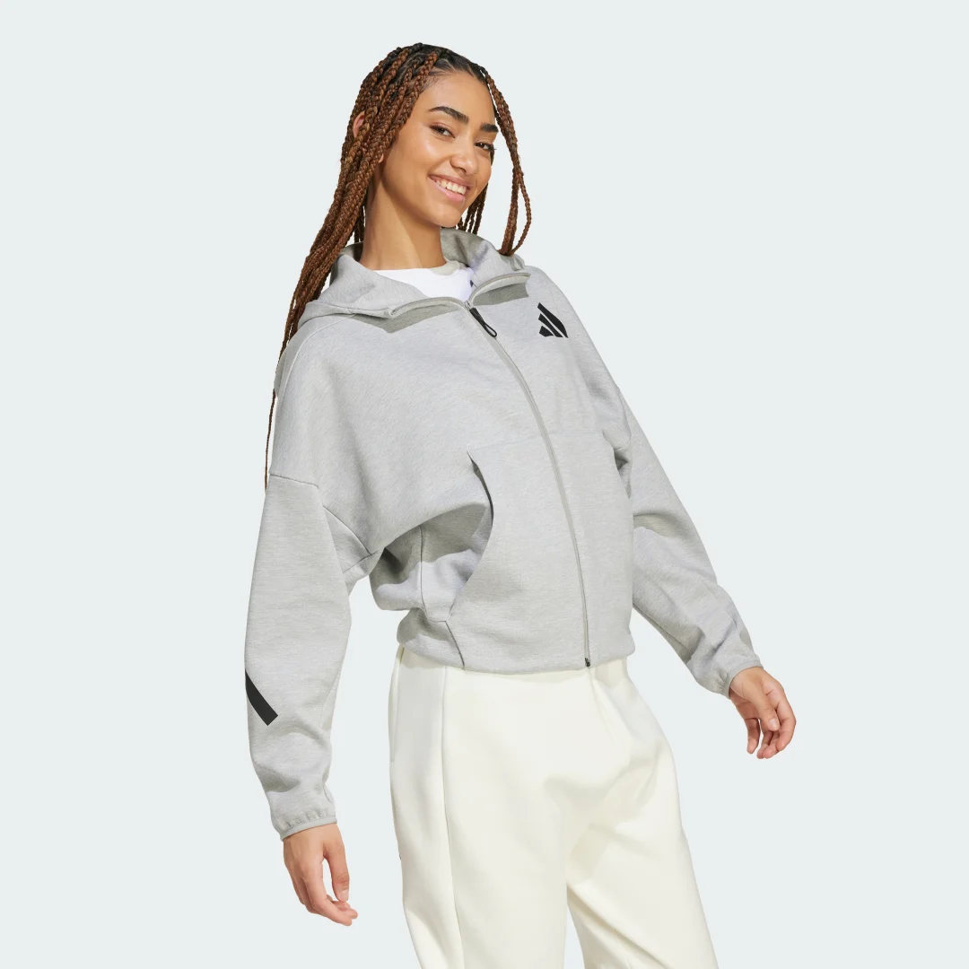 Detalle de Chaqueta con capucha Adidas Z.N.E. gris