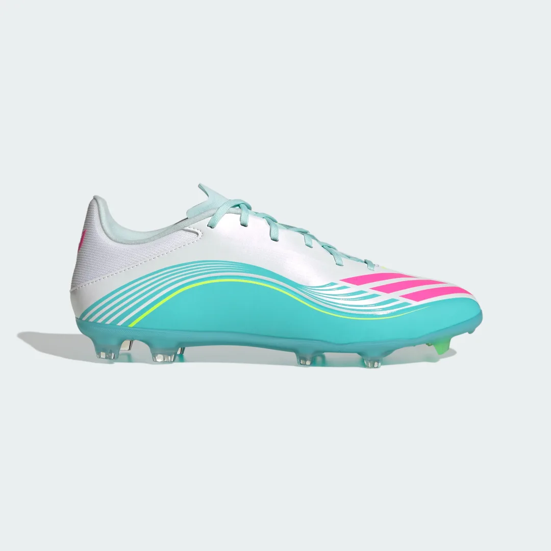 Detalle 2 de Adidas F50 MESSI LEAGUE Bota de fútbol para césped natural seco/multiterreno – color Blanco
