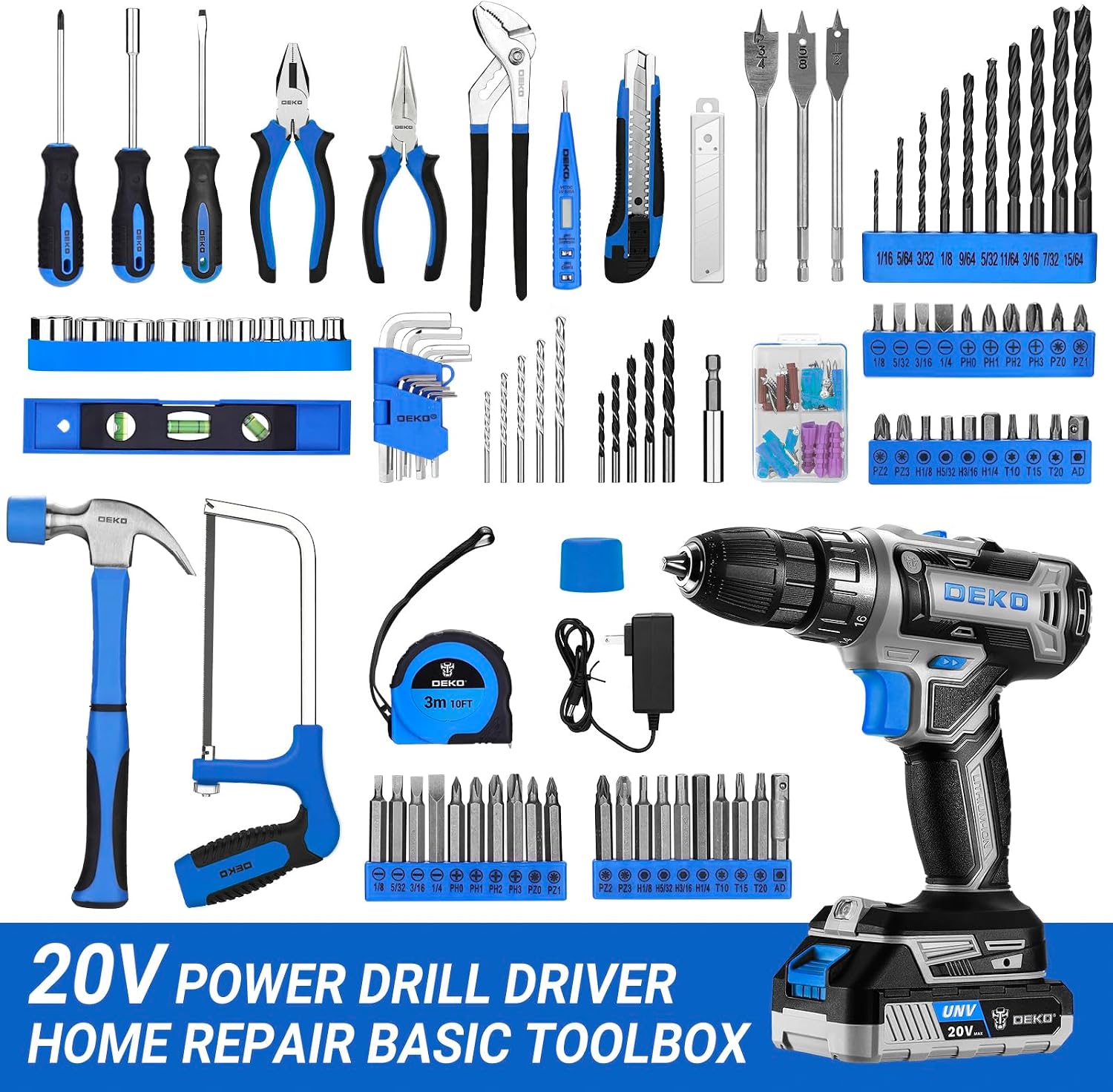 Detalle de DEKO 20-V-Akkuschrauber-Werkzeugkoffer 1350 U/min