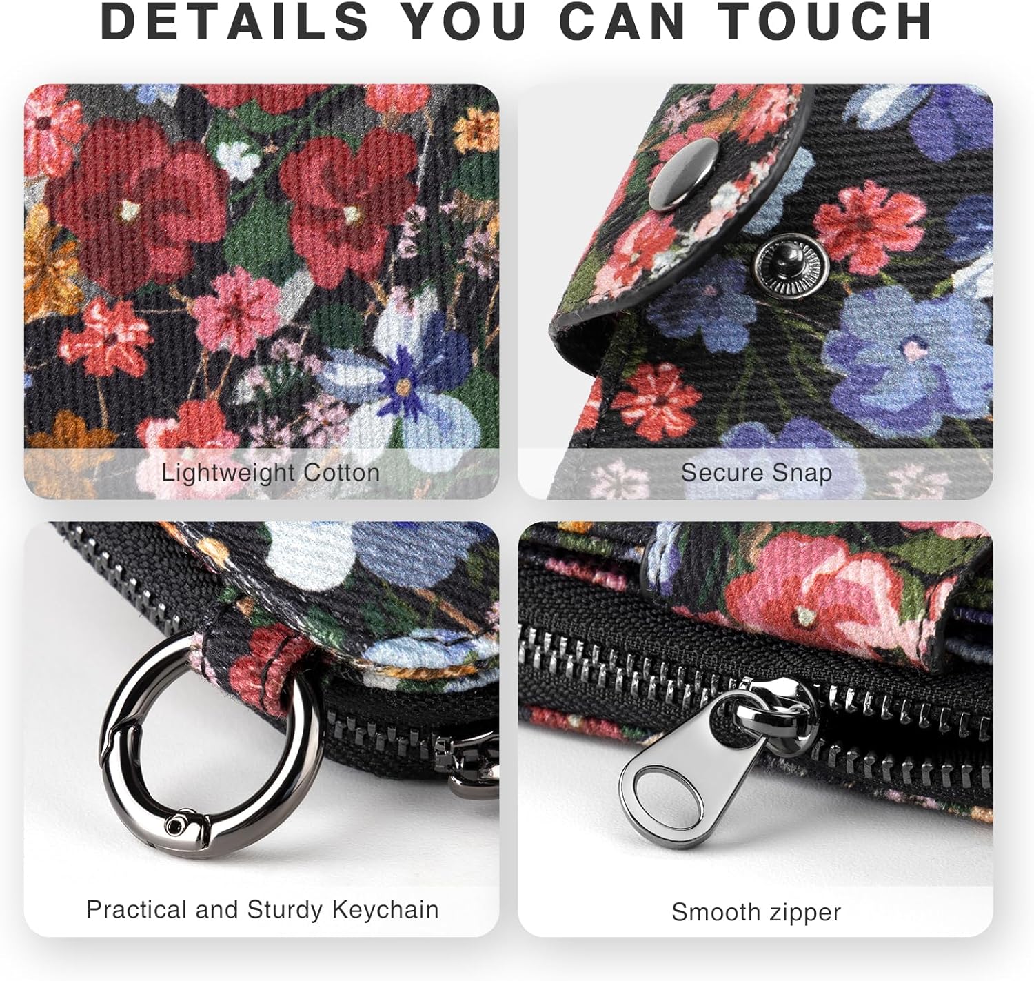 Thumbnail 4 de Vulkitty Cotton Purses for Women: RFID Blocking Bifold Wallet with ID Window and Keychain