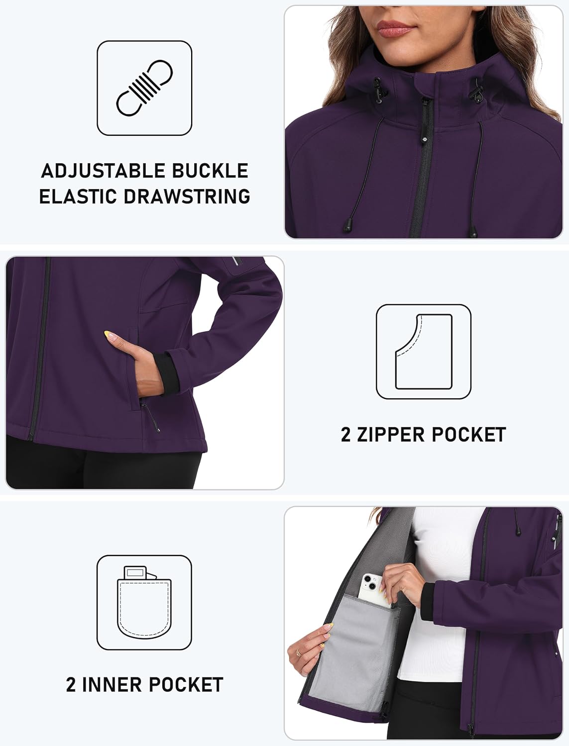 Detalle 2 de MoFiz Women's Softshell Jacket with Fleece Lining