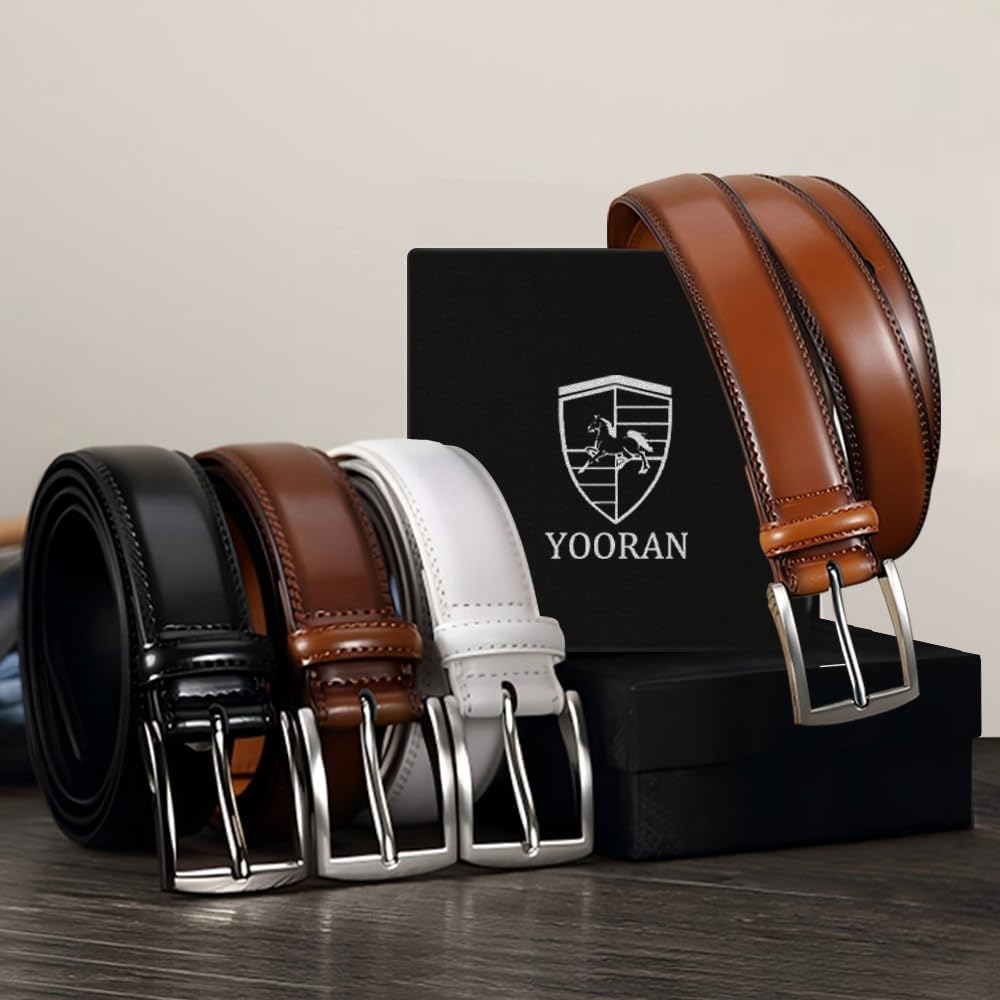 Detalle 2 de YOORAN Herren-Gürtel aus Leder (33 mm) – kürzbar, mit 9 ovalen Löchern