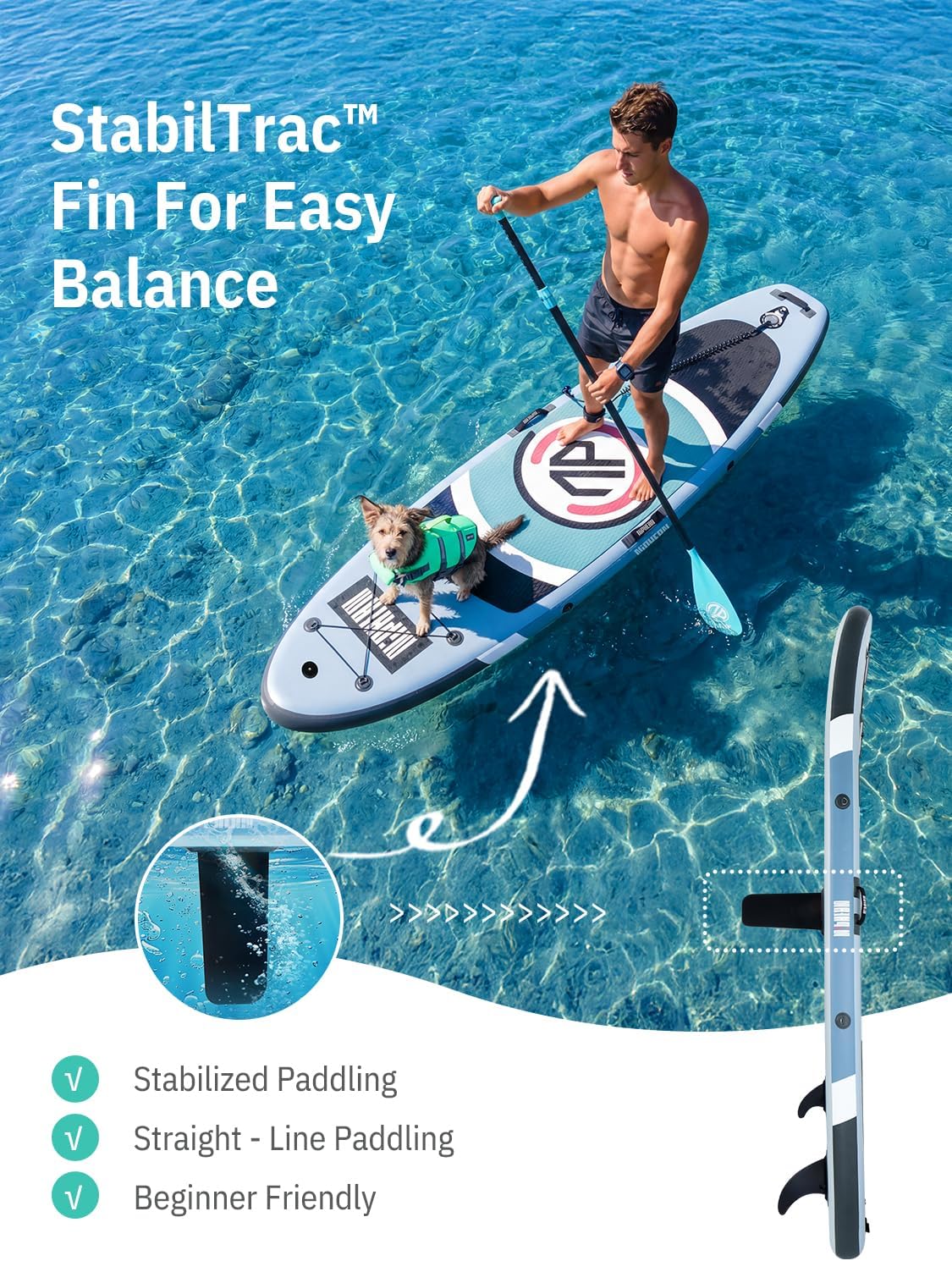 Detalle de Niphean Ultra-Light Inflatable Paddle Board (10') with StabilTrac Fin and All-in-One Accessories