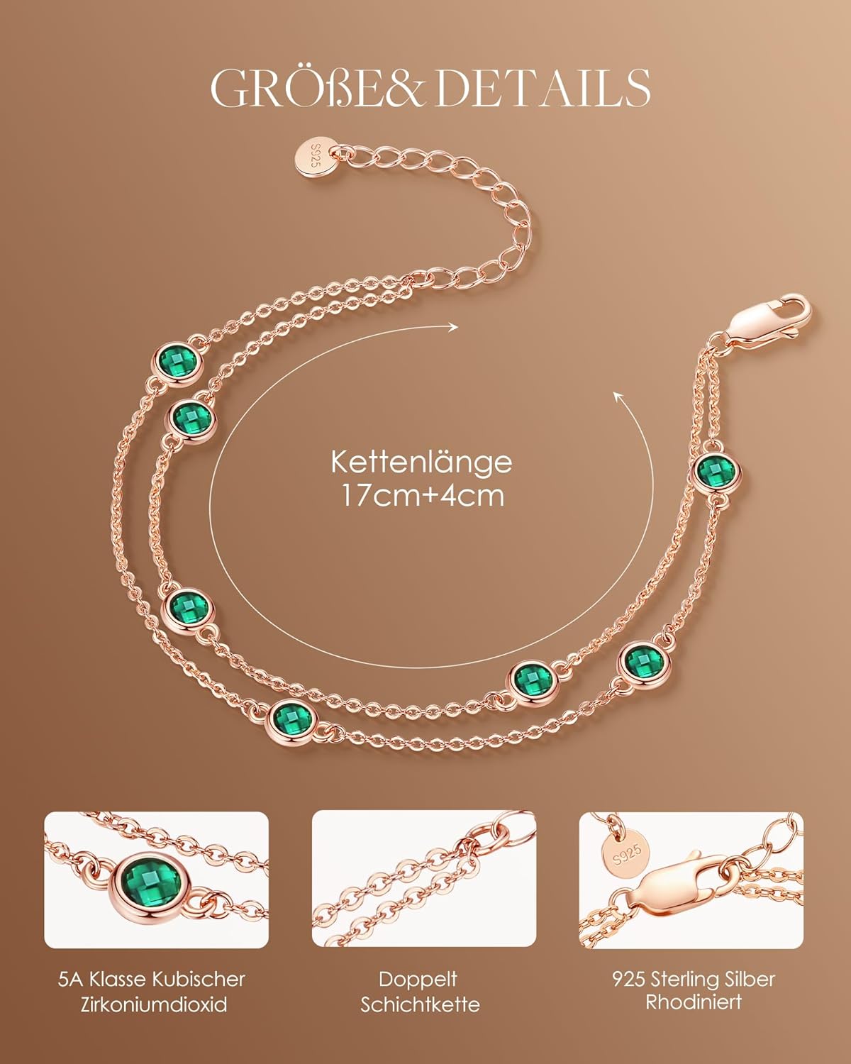 Thumbnail 3 de LOUISA SECRET Bracciale da donna in argento 925 con zirconi e maglia regolabile