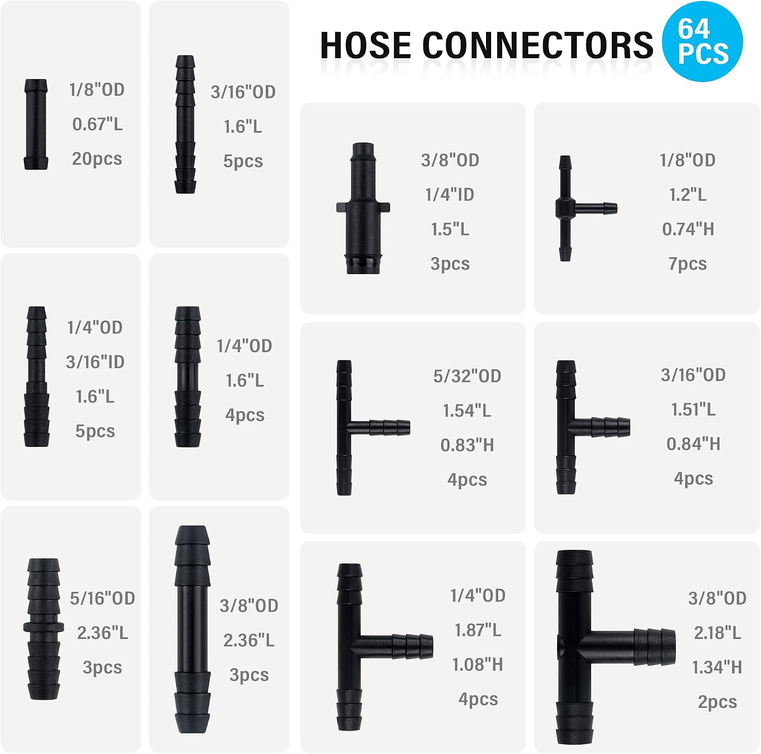 Thumbnail 2 de Multipurpose Vacuum Line Kit: 6x5ft Silicone Vacuum Hoses with 64 Connectors (70PCS total)