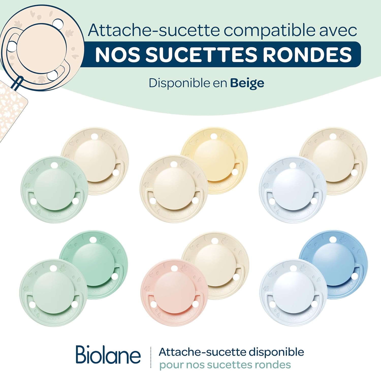 Thumbnail 5 de BIOLANE - Tétines rondes extra-fines 0–6 mois, Vert et Beige