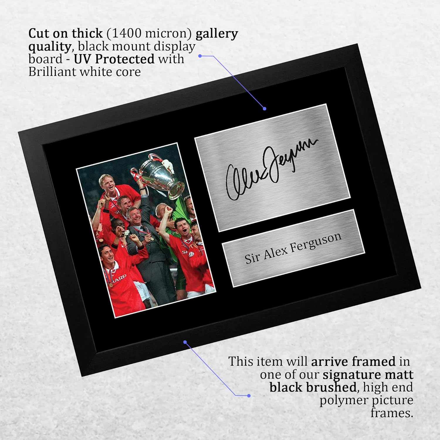 Thumbnail 2 de HWC Trading Sir Alex Ferguson signed framed A4 print gift (A4 black polycarbonate frame)