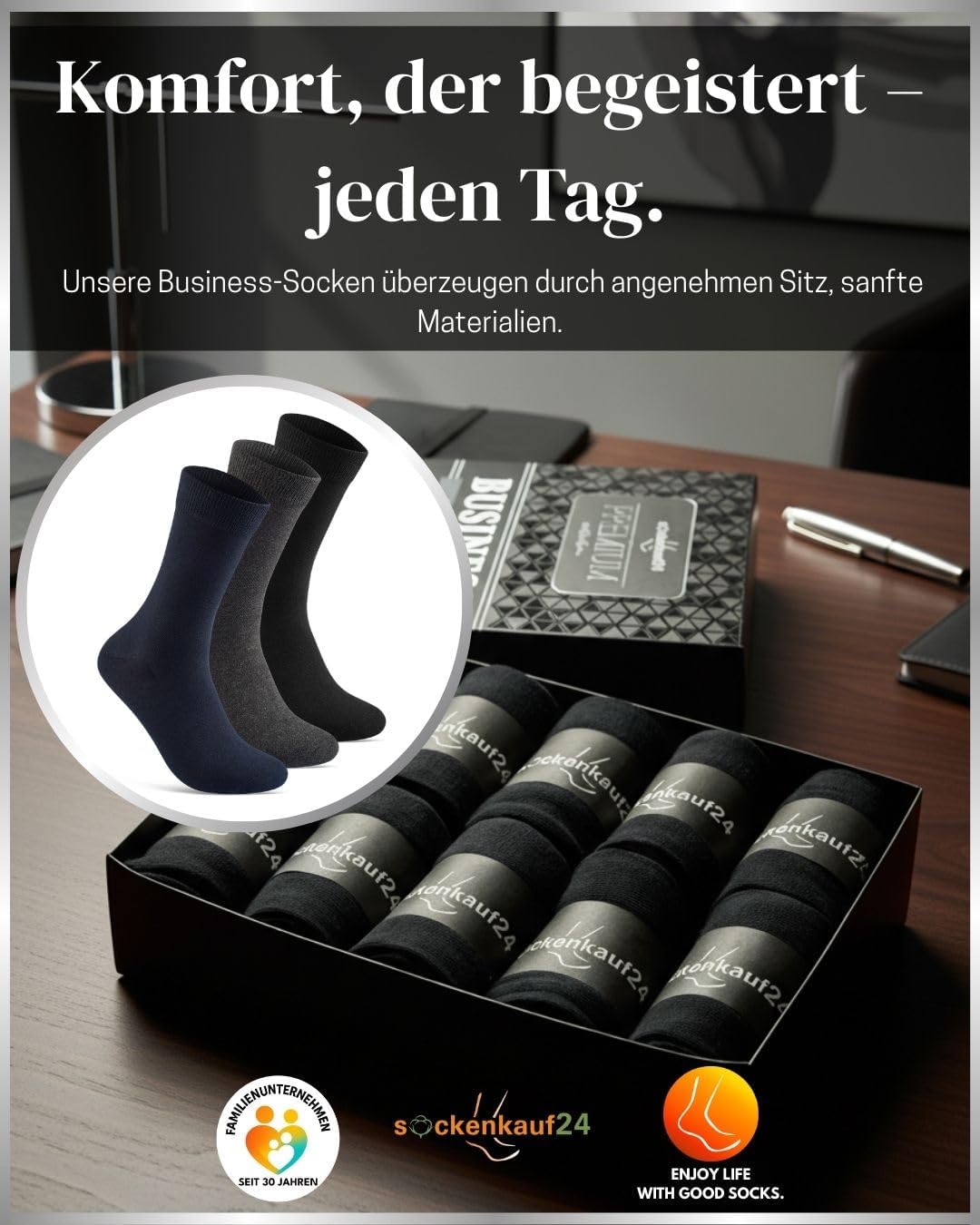 Thumbnail 5 de 10 Paar Socken Herren Business 80% Baumwolle