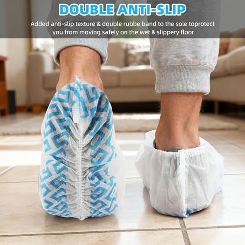 Detalle 2 de WUJUN Disposable Shoe Covers, 100 Pack, Waterproof Non-Slip CPE