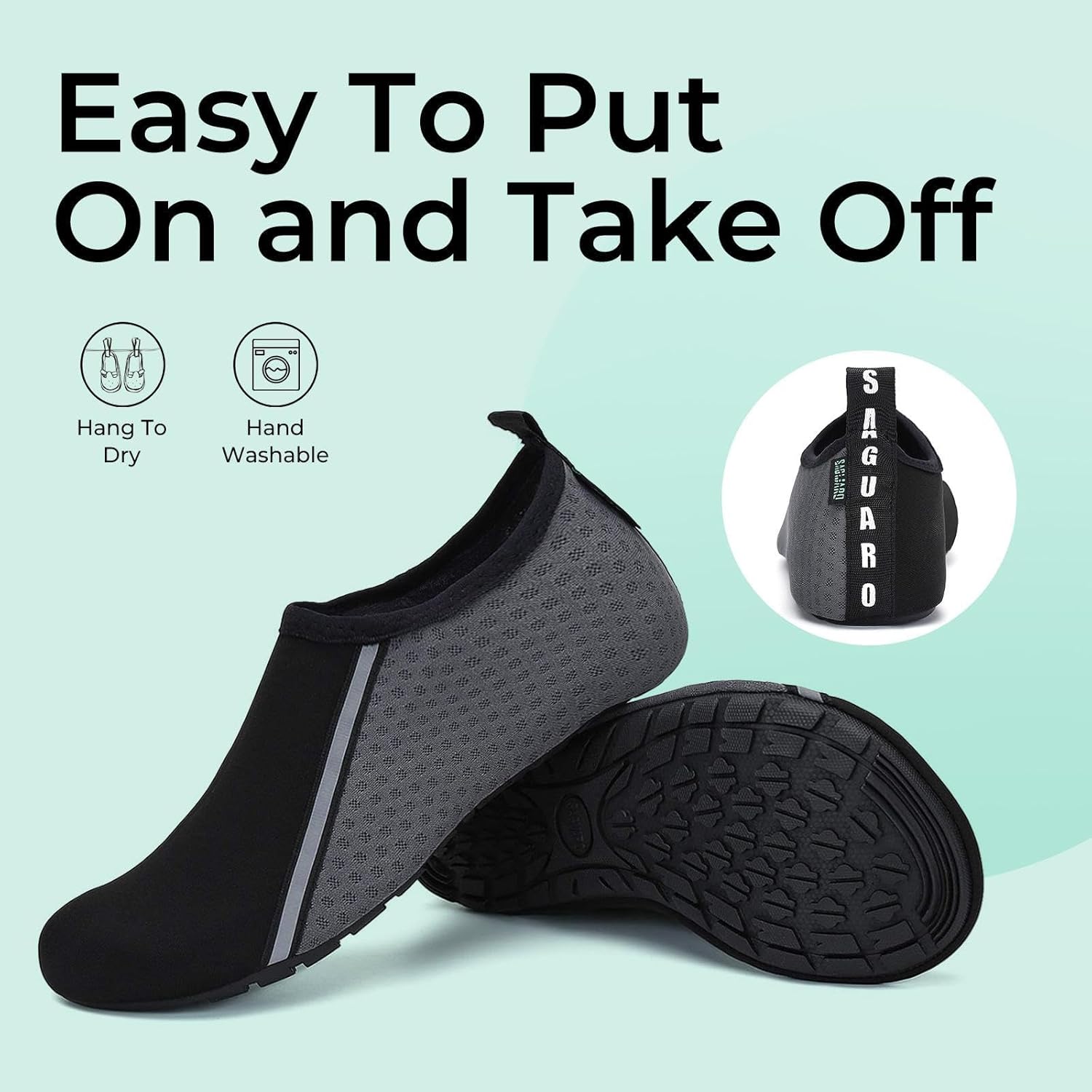 Thumbnail 4 de SAGUARO Chaussures Aquatiques: ajustement flexible, séchage rapide et semelle antidérapante pour la plage et les activités aquatiques