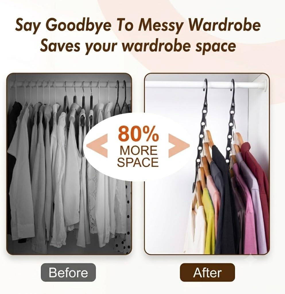 Detalle 2 de HOUSE DAY Black Magic Space Saving Hangers 10-pack — cascading closet organizers