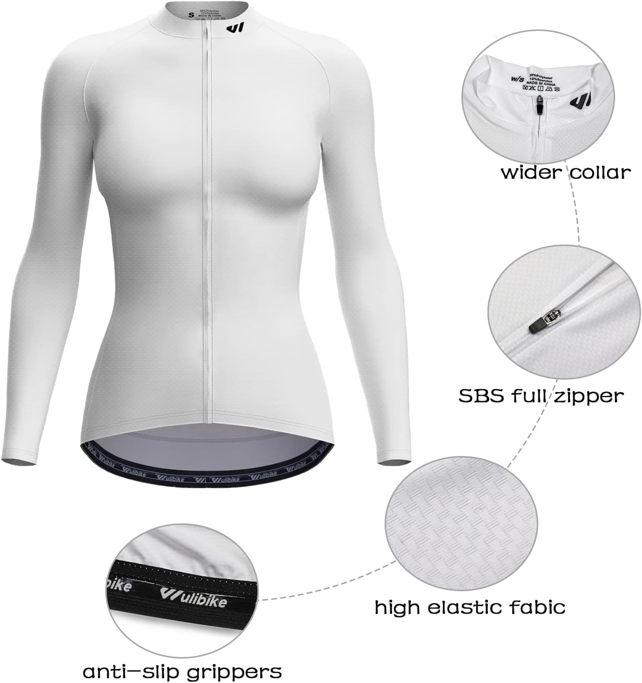 Thumbnail 6 de Wulibike Damen Langarm Fahrradtrikot – atmungsaktives Rennradtrikot mit 3 Rückentaschen