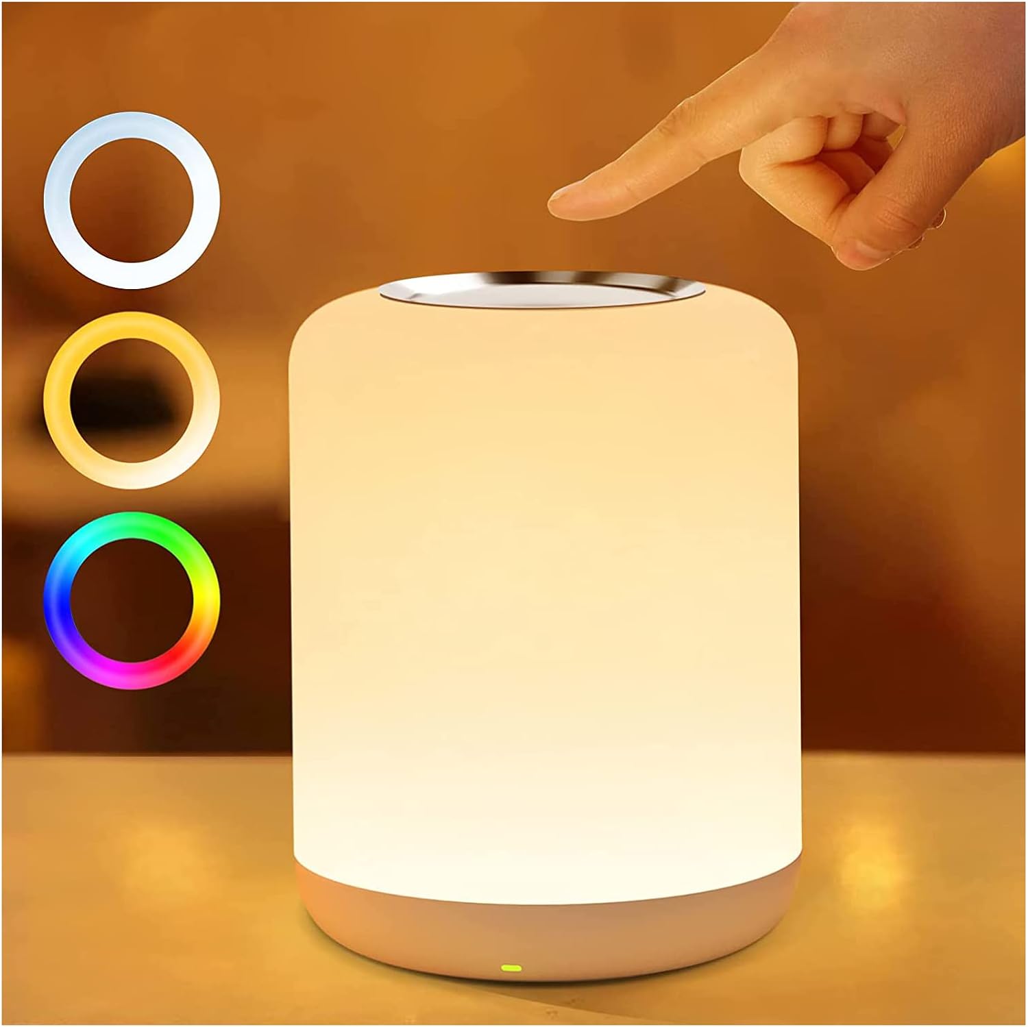 Detalle de SOLIDEE Nachttischlampe Touch Dimmbar mit RGB, Warmweiß/Kaltweiß, 1‑Stunden-Timer und USB-Aufladung