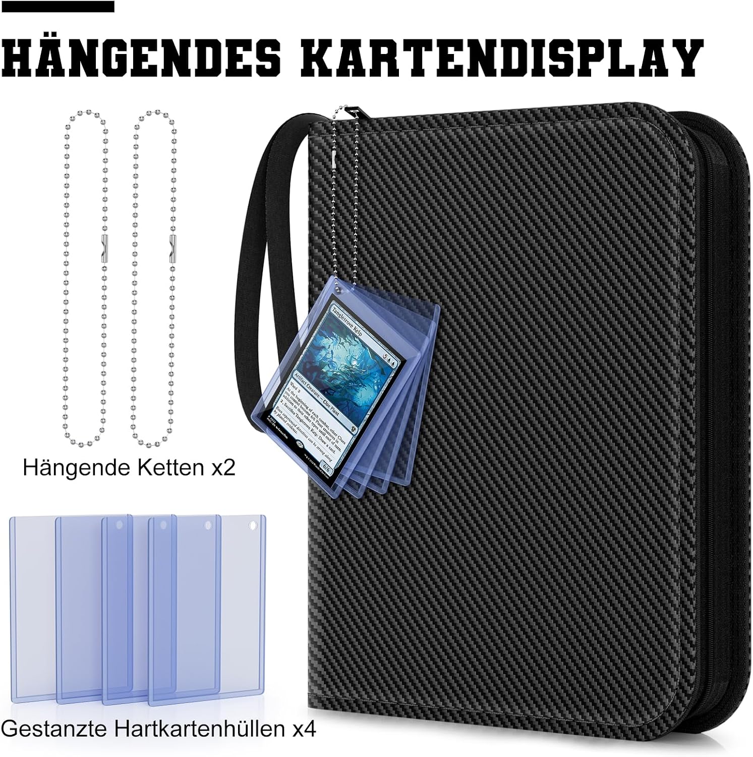 Detalle de Mlikero Sammelalbum für Sammelkarten (für bis zu 440 Karten) – 4 Taschen, 55 doppelseitige Seiten im 3-Ring-Design