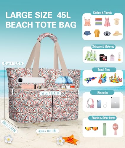 Detalle de ENONEO Bolsa Playa Mujer Grande XXL: bolso impermeable multiuso para playa y viajes