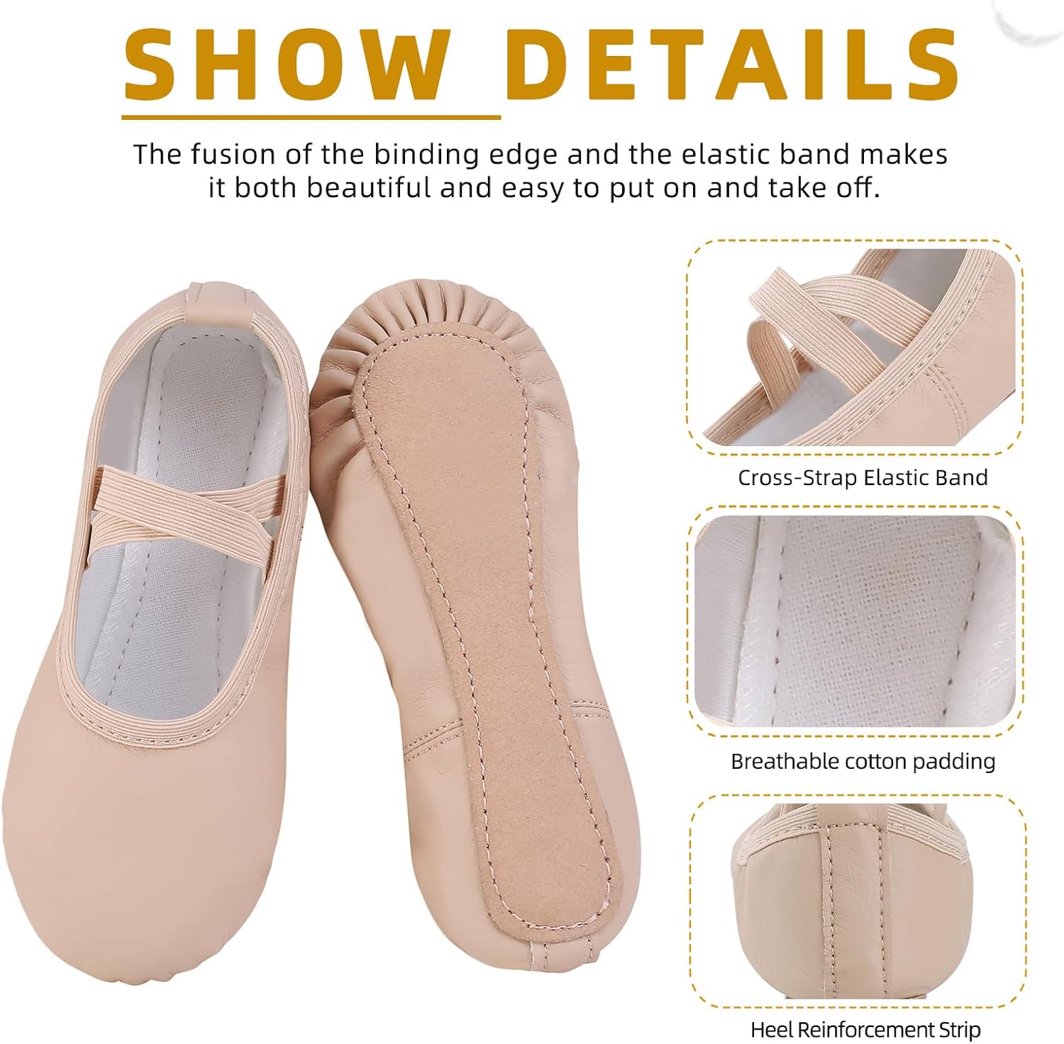 Thumbnail 4 de Acfoda Ballet Shoes for Girls Leather Full Sole