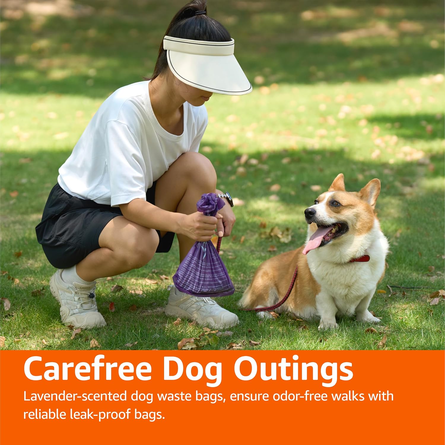 Detalle de Amazon Basics Lavender-Scented Dog Waste Bags (300 Bags, 15 per Roll, 20 Rolls) – Leak-Proof and Perforated