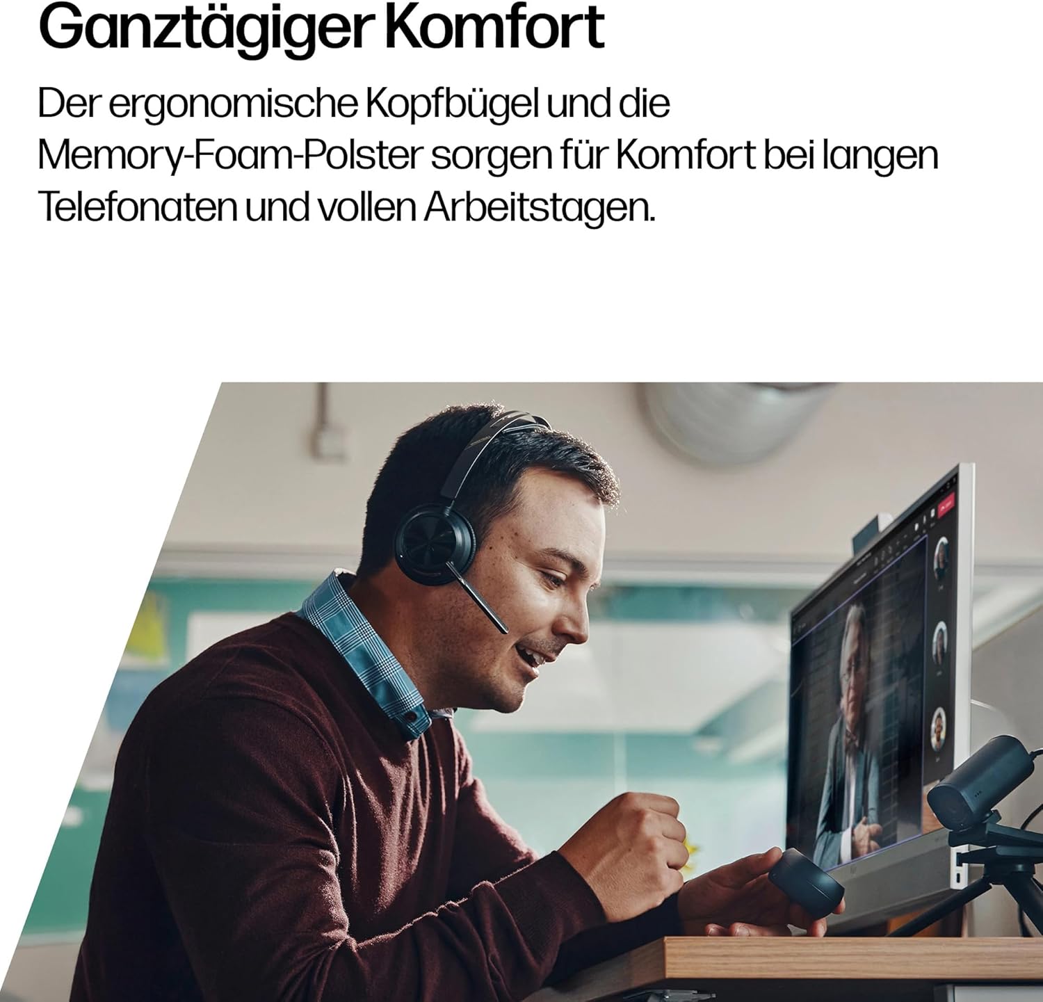 Thumbnail 4 de Poly Voyager Focus 2 USB-C Headset für Microsoft Teams mit ANC, Bluetooth & Ladestation (bis zu 25 Stunden Sprechzeit) – Schwarz