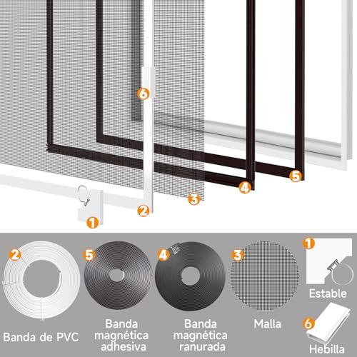 Thumbnail 6 de OWYR Mosquiteras para Ventanas Magnética 130×150 cm – Malla de Fibra de Vidrio, Cierre Magnético y Ajustable