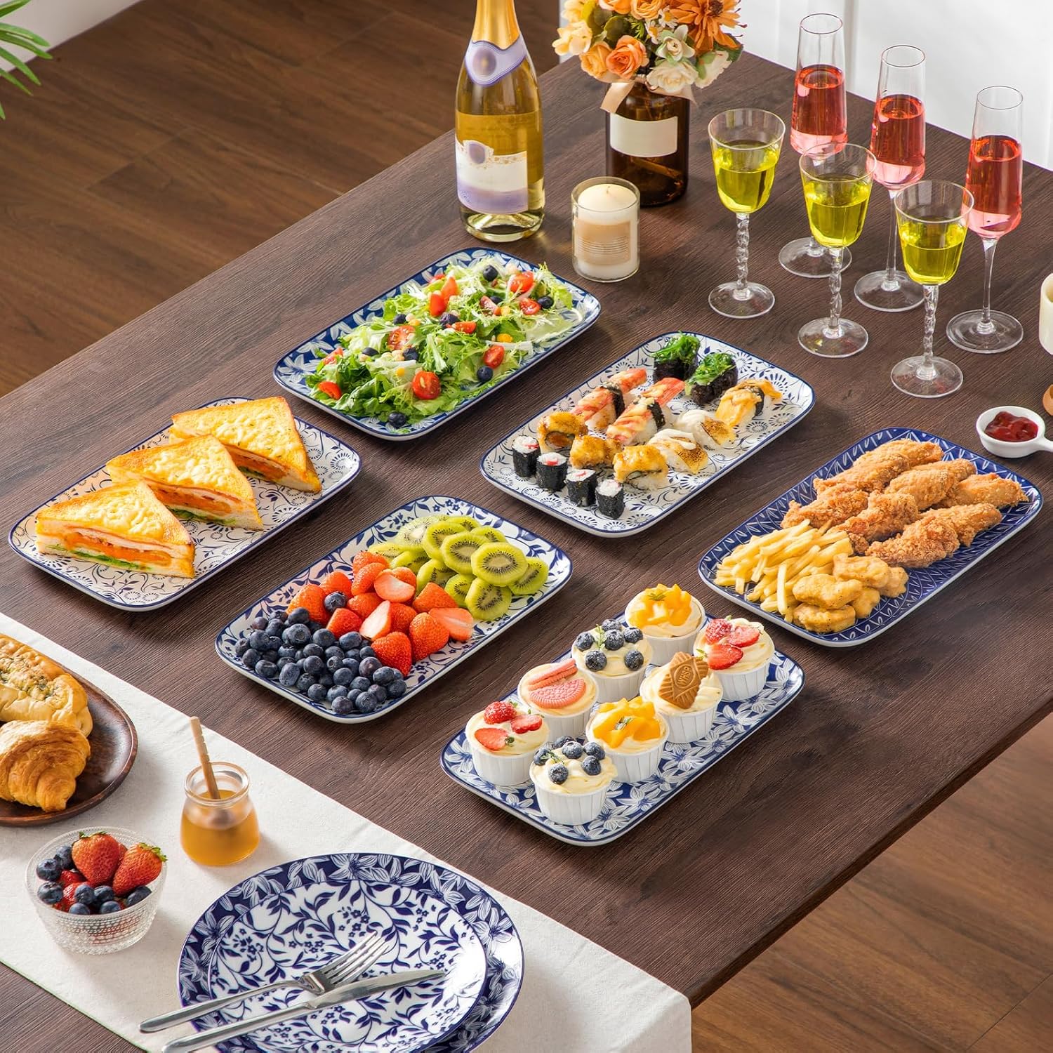 Detalle de Vancasso SELENE Porcelain Serving Trays – 4-Piece Set (12" x 7.4")